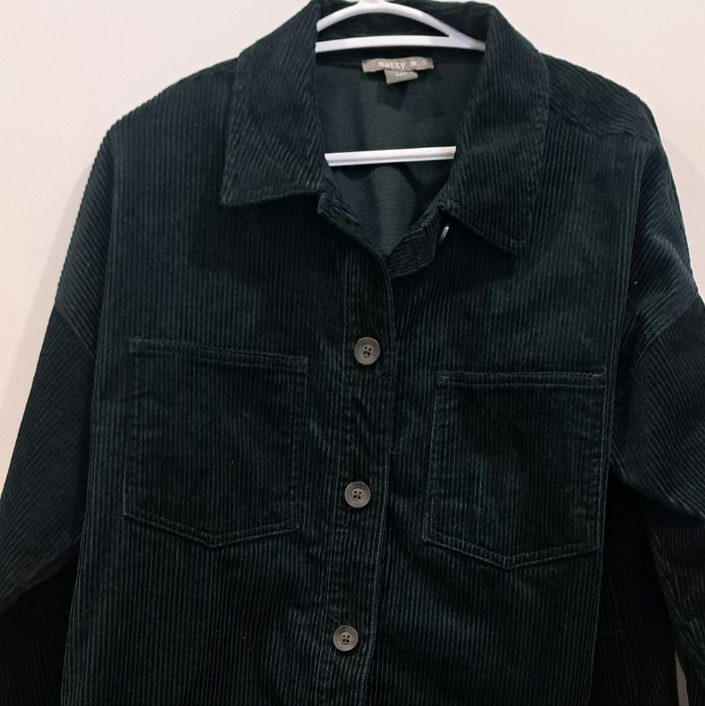 Matty M Dark Green Corduroy Utility Jacket